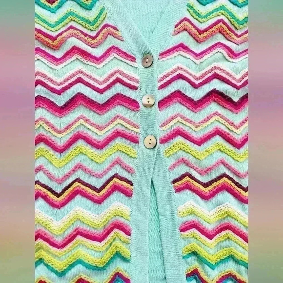 Vintage Micheal Simon Embroidered 3 button Cardigan size S silk/cotton b… - Picture 8 of 9